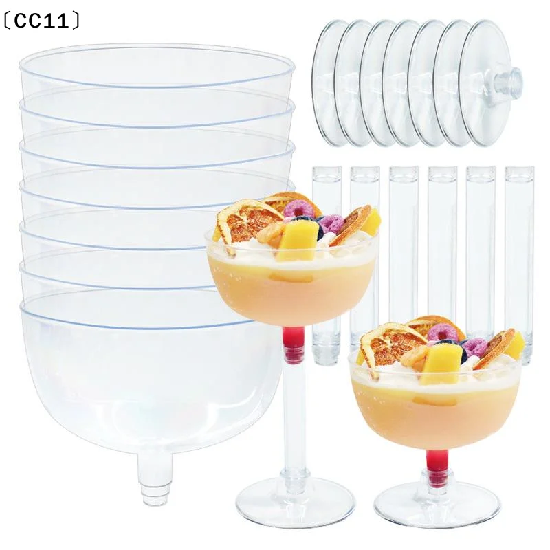 10Pcs Plastic Goblet Disposable Transparent Champagne Glass Detachable Champagne Tower Dessert Cup For Wedding Party〔CC11〕