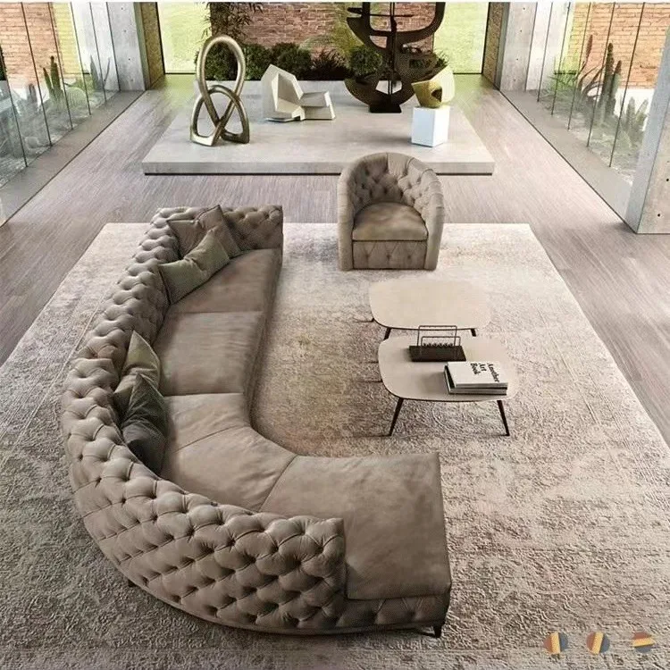 Pull Buckle Curved Sofa Modern Simplicity Modern Simplicity Light Luxury Large And Small Apartment Velvet Living Room Model Room