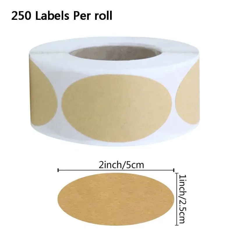 250pcs/roll DIY Blank Kraft Label Handmade Baking Seal Stickers Gift Tag for Jar