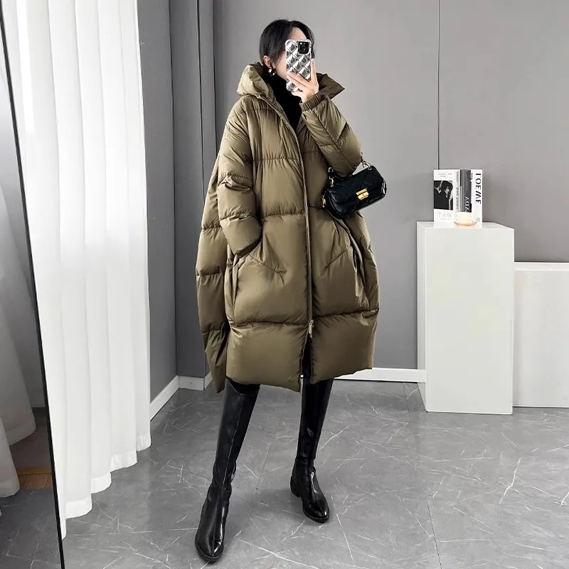 2024 New Winter Down Jacket Women\'s Casual Clothing Fashion Loose Ladies Hooded White duck down Coat Female Warm Parkas Overcoat