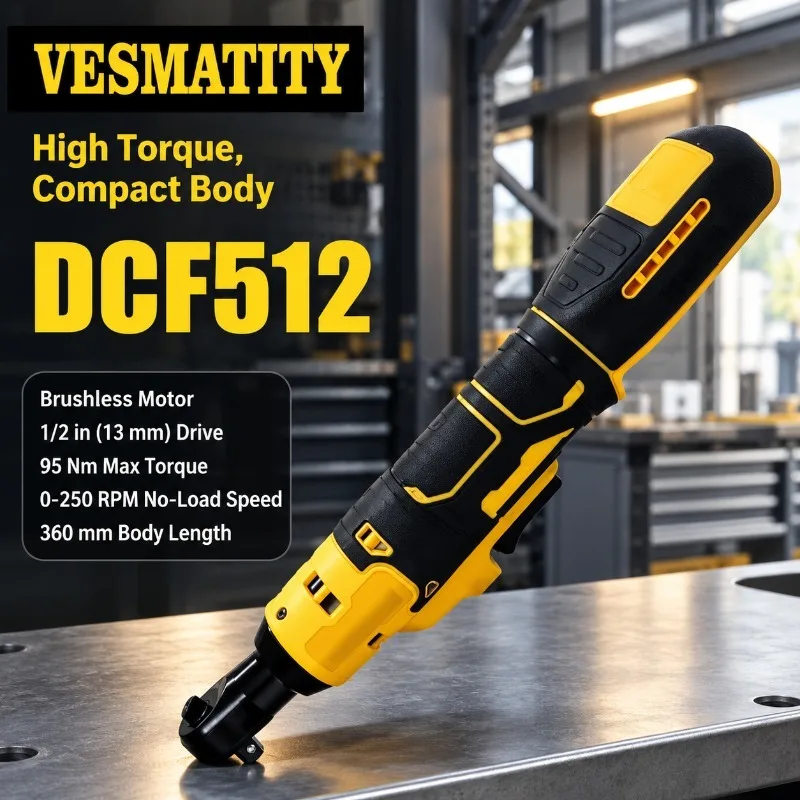 Cordless LED Brushless Ratchet Wrench 1/2 Inch 95Nm 10/13MM Variable Speed Power Tool for Dewalt 20V Battery