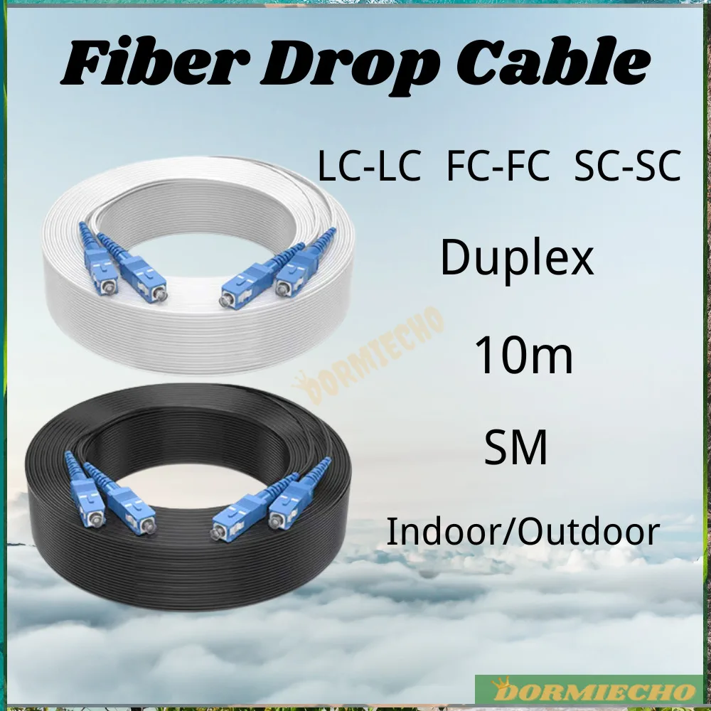 

100% Original 10M Fiber Drop Cable Duplex SC-SC FC-FC LC-LC UPC Indoor/Outdoor SM Optic Drop Optical Patch Cord Fiber Cable