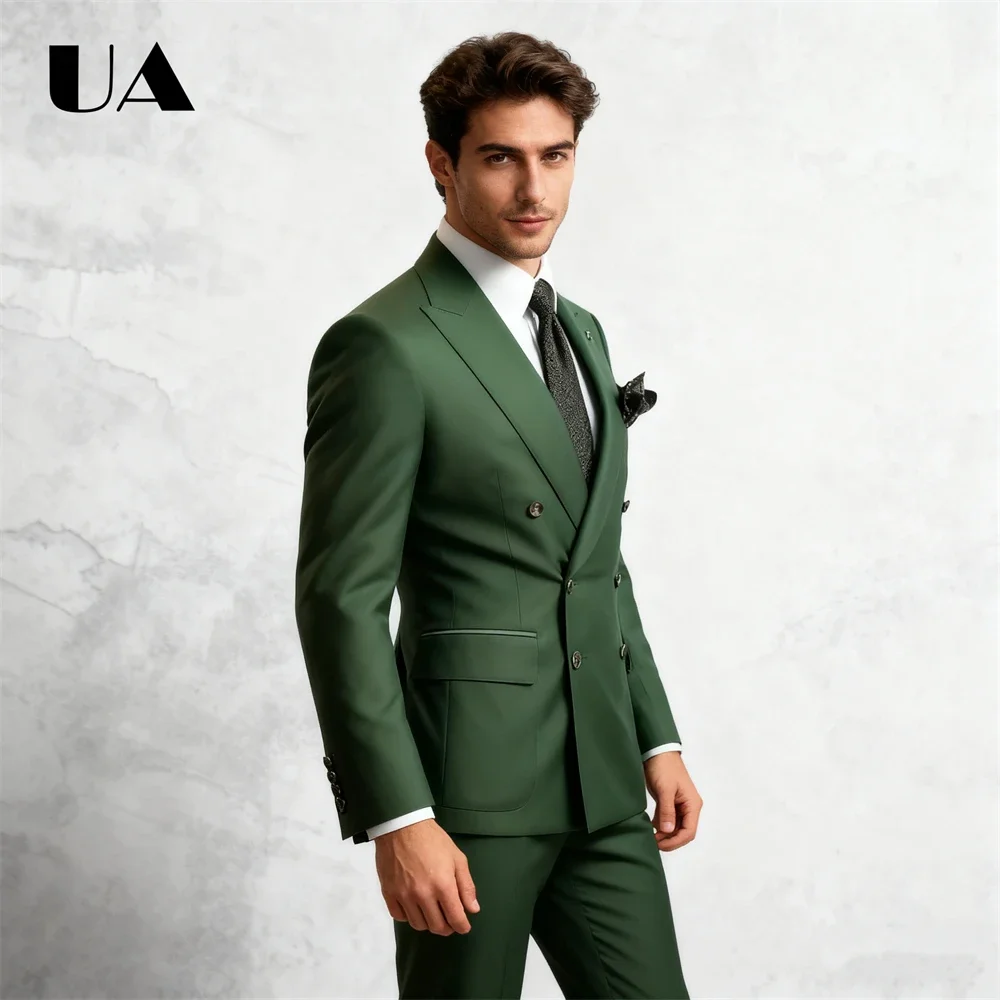 Vintage Double Breasted Suit Jacket, Solid Simple Formal Business Suit Blazer XXS-7XL Men's Prom Suit Attire