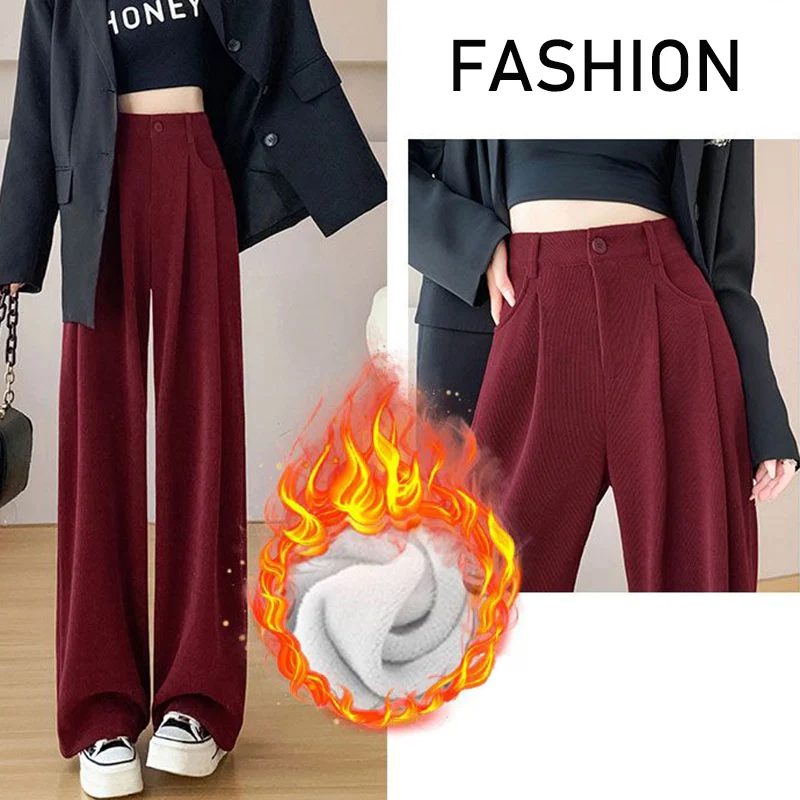 Heißer Verkauf Winter Mädchen Schnee Warme Lange Hosen Dame Chic Hohe Taille Fleece Hosen Frauen Mode Lässig Plüsch Thermische Hosen