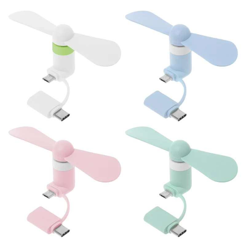 Draagbare Mini Fan 2in1 Type C Micro Usb Voor Samsung Xiaomi Huawei Htc Mobiele Telefoon En Alle Smart Phone Kleine Ventilator