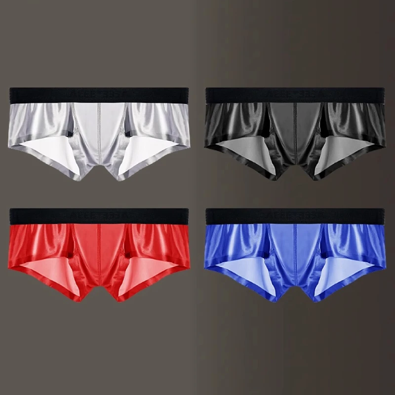 Men Ice Silk Pants Men's Boxer Underwear  Breathable Autumn and Winter Underwear Boy Boxer Pants Shorts