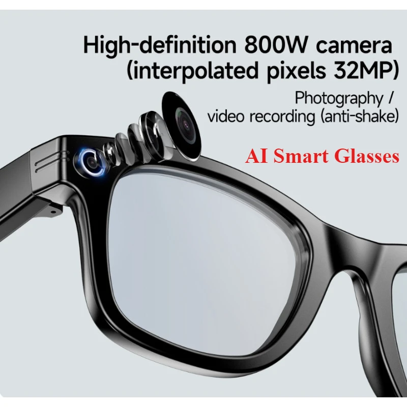

L801 AI Smart Glasses Bluetooth Call Voice Assistant, Real-time Translation 800W Pixel Sunglasses
