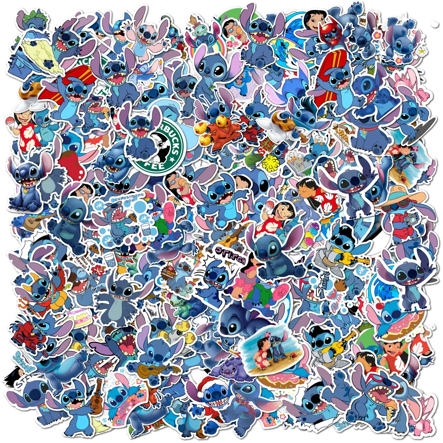 100PCS Disney Cute Cartoon Lilo & Stitch Stickers Kawaii Decals Kid Toy DIY Laptop Suitcase Notebook Decoration Sticker image 2
