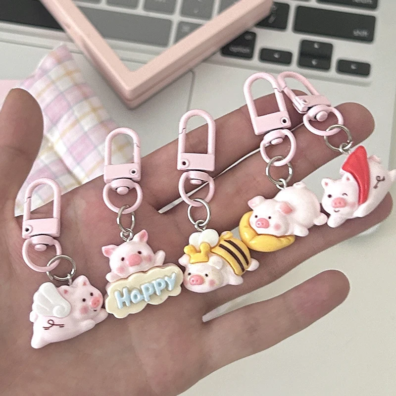 Cartoon Cute Anime Pig Figure Keychain Pendant Creative Doll Backpack Decoration Accessories Sweet Fashion Pig Pendant Gifts