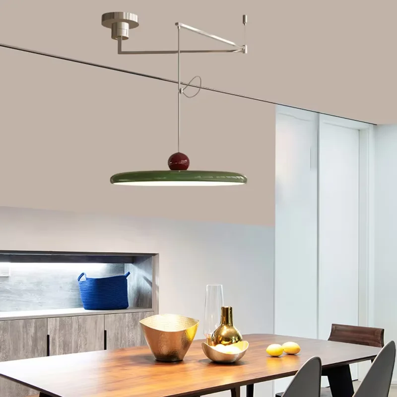 Nordic Rotatable LED Pendant Light Cream Style Iron Art Chandelier for Bedroom Living Room Rocker arm Folding Hanging Lamp