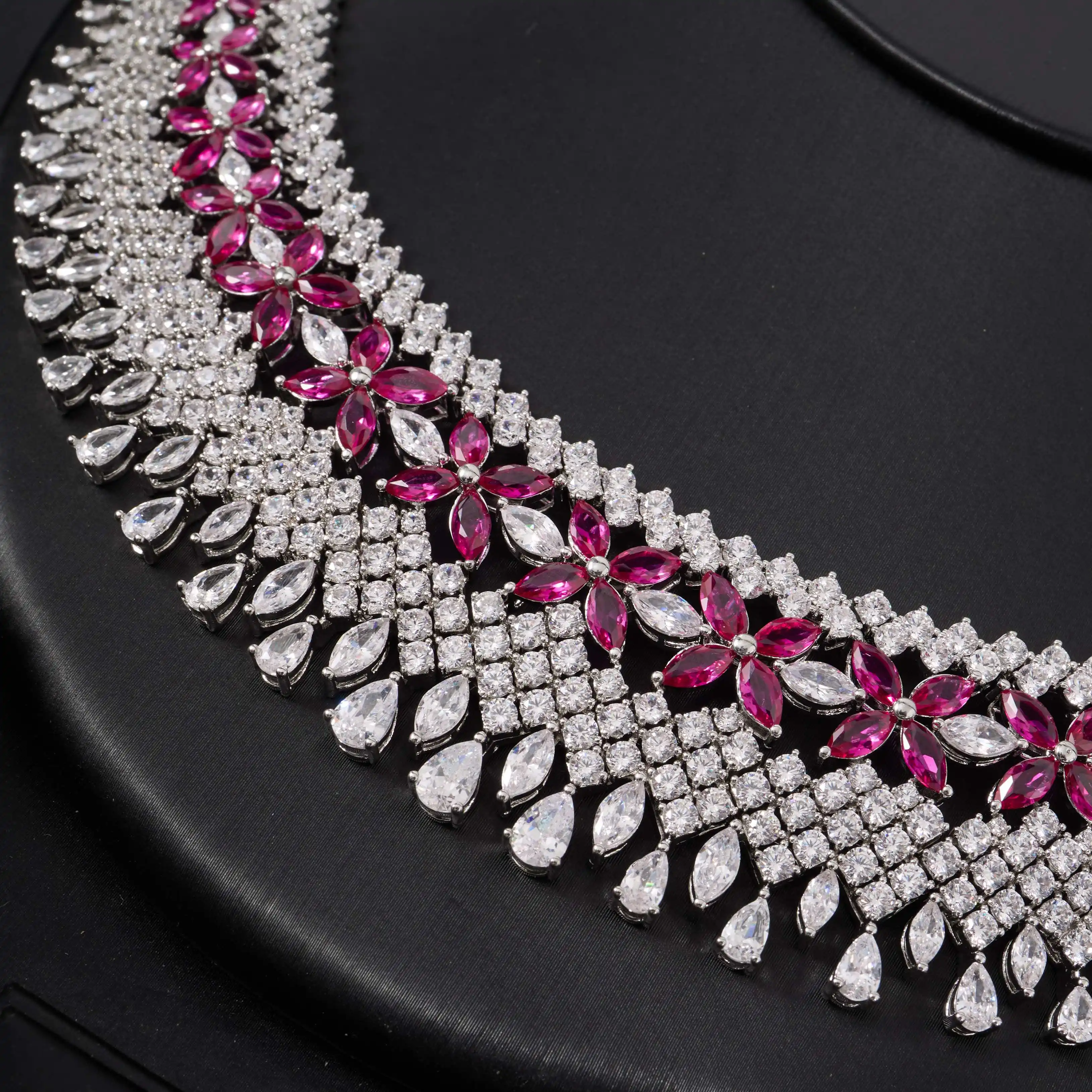 00174 Bridal Women Jewelry Set Double Layer Necklace Set Cubic Zircon Wedding Jewellery Set Dubai Saudi Engagement Accessories