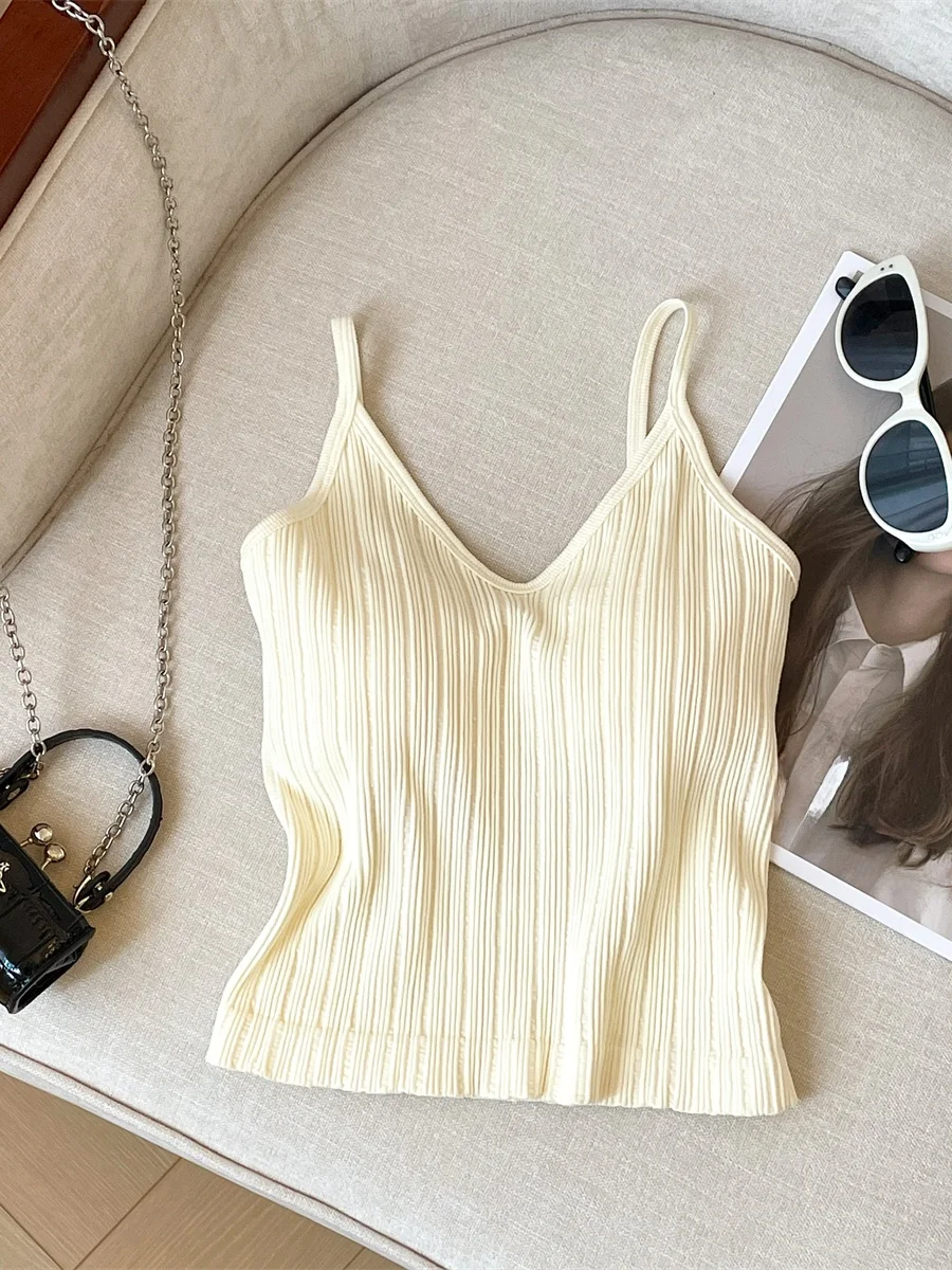 Sexy V-Neck Wrap Chest Strapless Short Backless Women's Top Fashionable All-Match Summer Knitted Sweater Sweet Style