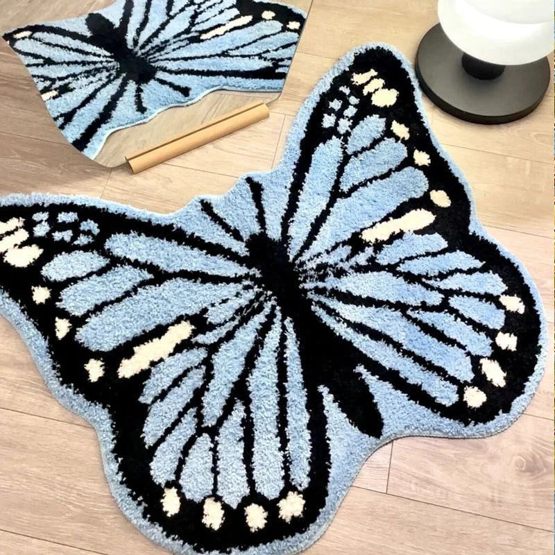 VIKAMA Ins Dopamine Butterfly Imitation Cashmere Carpet Decoration Living Room Sofa Bedroom Bed Easy Care Carpet Home Decoration