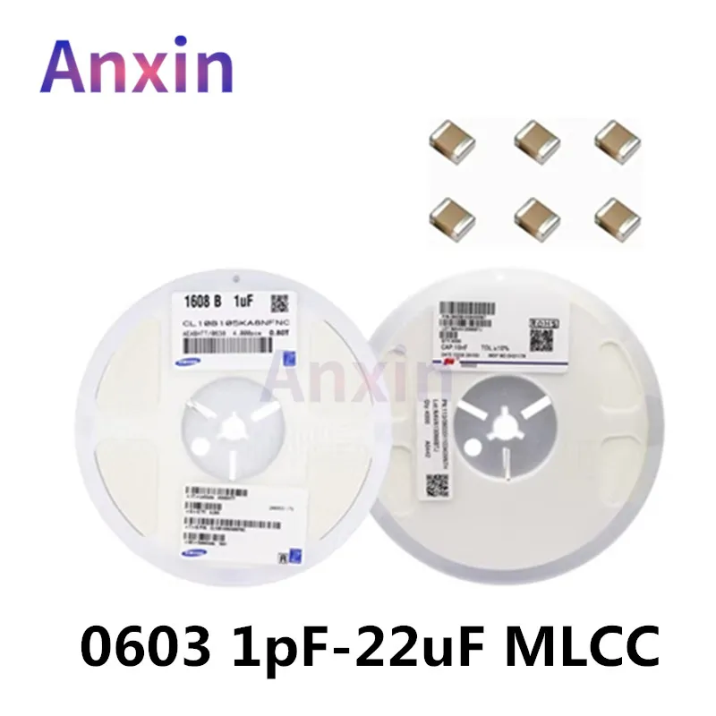 

4000PCS 1pF ~ 22uF 0603 SMD Ceramic Capacitor MLCC 50V 1608 100nF 0.1uF 1uF 2.2uF 4.7uF 10uF 105K 104K 100pF 22pF 470pF 680pF