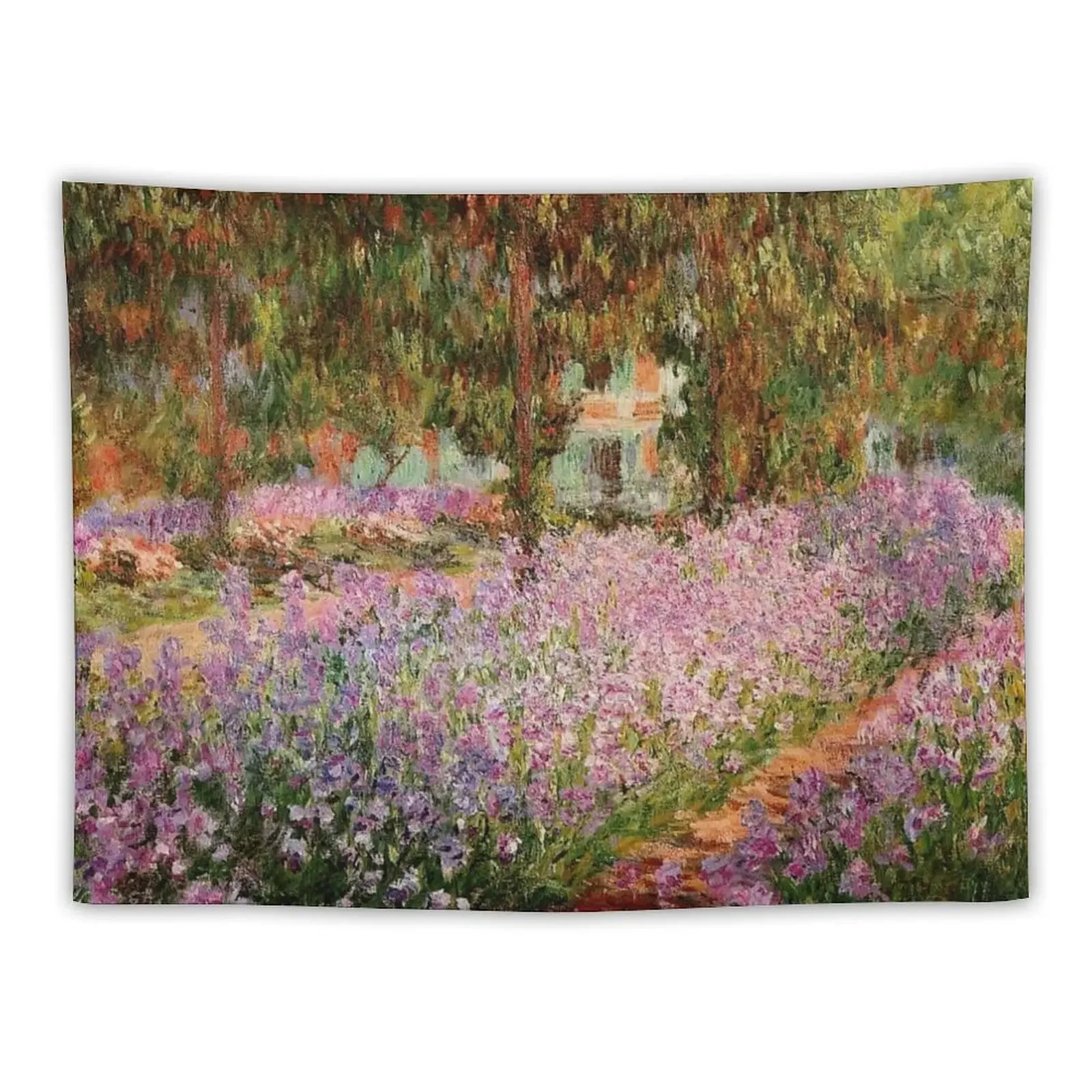 Monet - Irises in Monet's Garden, famous painting Tapestry Wall Hanging Wall Room Aesthetic Tapestry