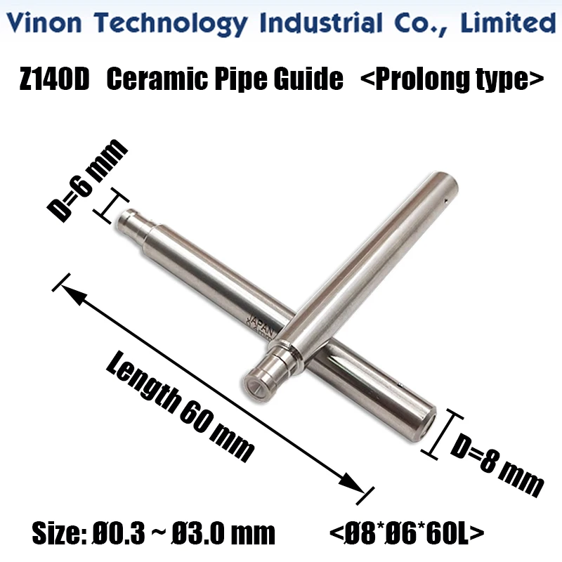 Prolong Length 60mm Z140D Type B Ceramic Pipe Guide Ø8xØ6x60Lmm Electrode Guide for EDM Drilling Machine JOEMARS,Astec,Castec