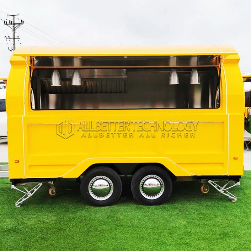 Allbetter Nuevo Tipo de Remolque de Comida Móvil, Remolque de Comida para Hot Dogs, Tacos, Hamburguesas, Papas Fritas, Helados, Café, Totalmente Equipado con Certificación CE, Camión de Comida Pequeño