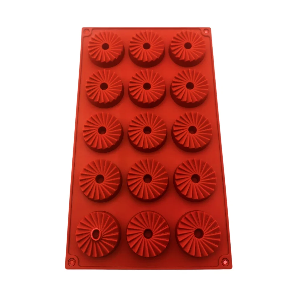 Silicone Lace Spiral Chocolate Mold 15 Hole French Dessert Mould DIY Ice Cream Biscuit Jelly Pudding Cake Decoration Baking Tool