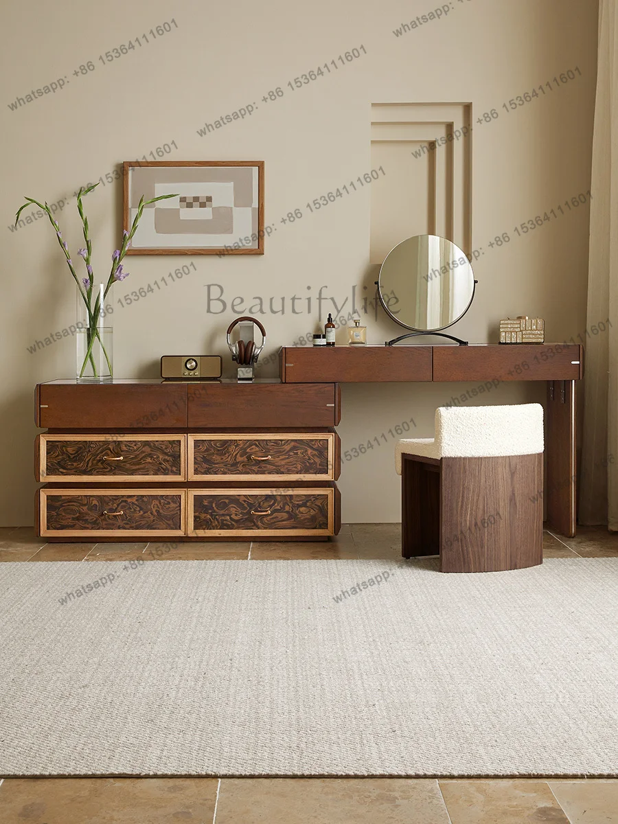 

Medieval style solid wood dresser, chest of drawers, integrated corner storage cabinet, dressing table