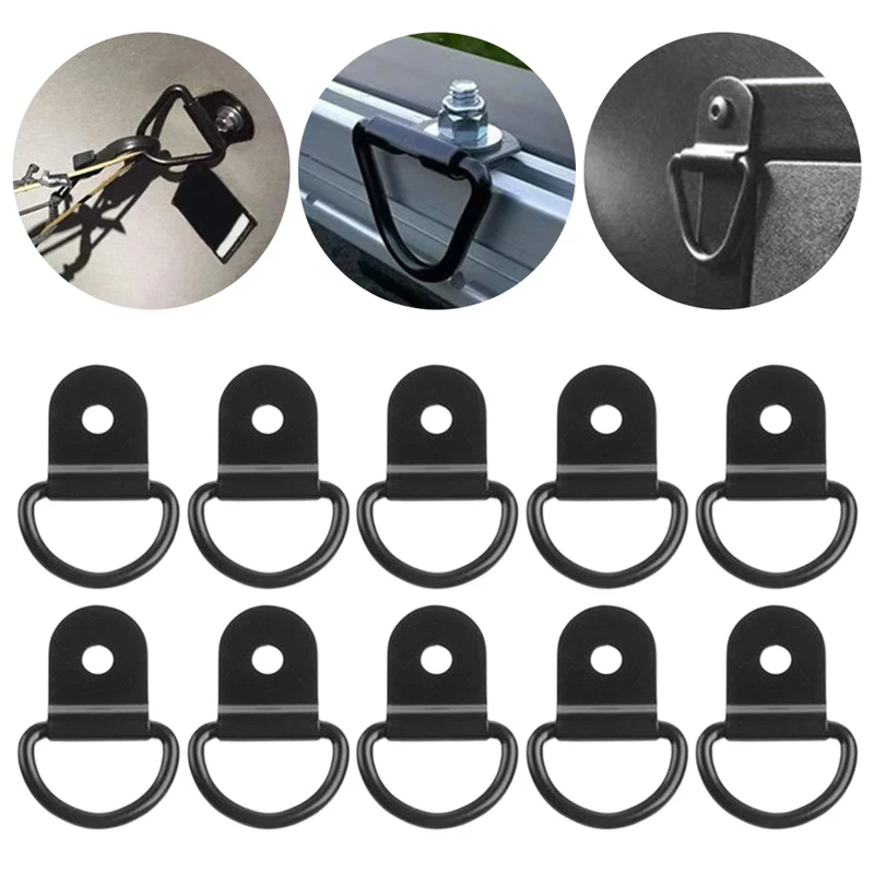 10/60pcs Tie Down Anchors Lashing Rings D Shape Ring Stainless Steel Pull Hook Cargo Tie Down Ring For Car Truck RV Van Trailers