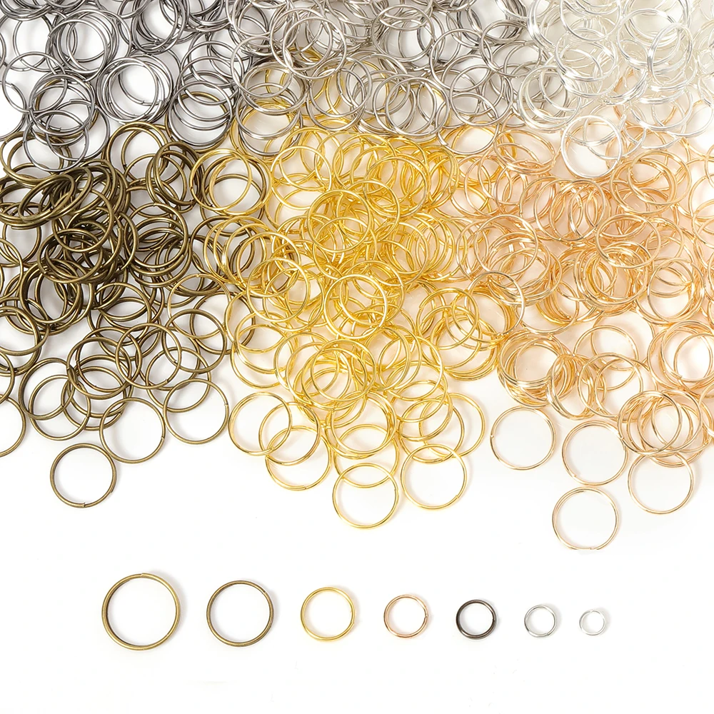 200pcs Key Holder Open Jump Rings Split Rings Double Loops Circle 5-14mm Rings for Key fobs Connectors for Jewelry Making DIY