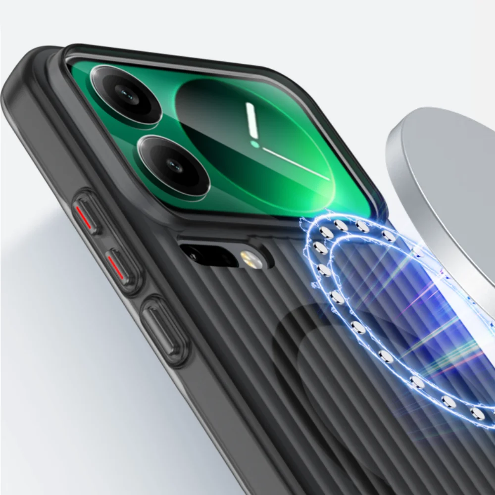 حافظة شفافة مغناطيسية صلبة مموجة لهاتف Xiaomi 17 Pro Max 17 Pro شحن لاسلكي Magsafe غطاء خلفي بلوري لهاتف Xiaomi 17