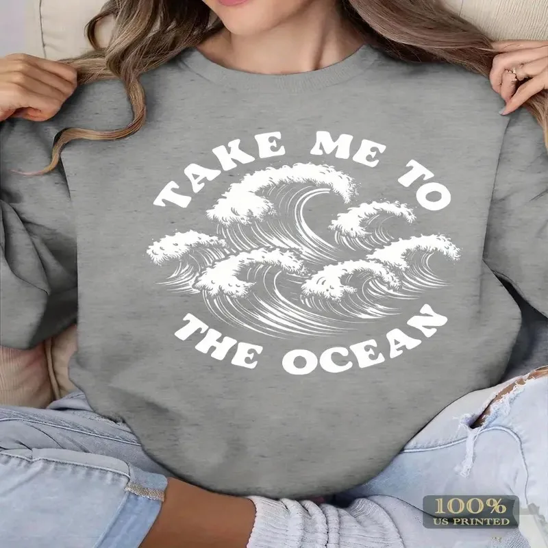 

Женская одежда Waves Ocean, мягкие хлопковые футболки с длинными рукавами и круглым вырезом, одежда Y2k, дизайн Harajuku, уличная одежда