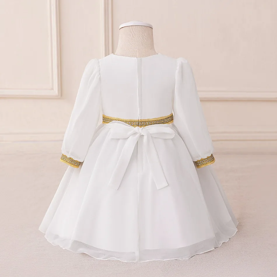 Toddler Ramadan Muslim Prayer Girl Dress Long Sleeve Robe Arab Dubai Eid Enfant Party Princess Dresses for Girl Prom Gown ASQ03