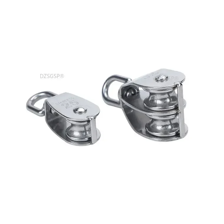 Stainless Steel Double Pulley Block for Rope Chain Traction