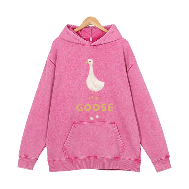 A cute white goose Hoodies Men Look Letter Printed Sweatshirts Women Fashion ASTROWORLD Hooded Pullover Casual Sportwear