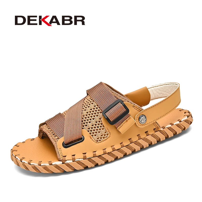 

DEKABR Sandals Men's Tide Summer New Mesh Outdoor Leisure Hollow Sandals Beach Shoes Handmade Fashion Men Shoes