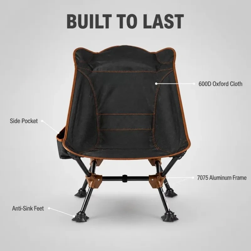 STLF high back folding camping chair 7075 aluminum frame 600D Oxford cloth, light and portable, modern design, travel