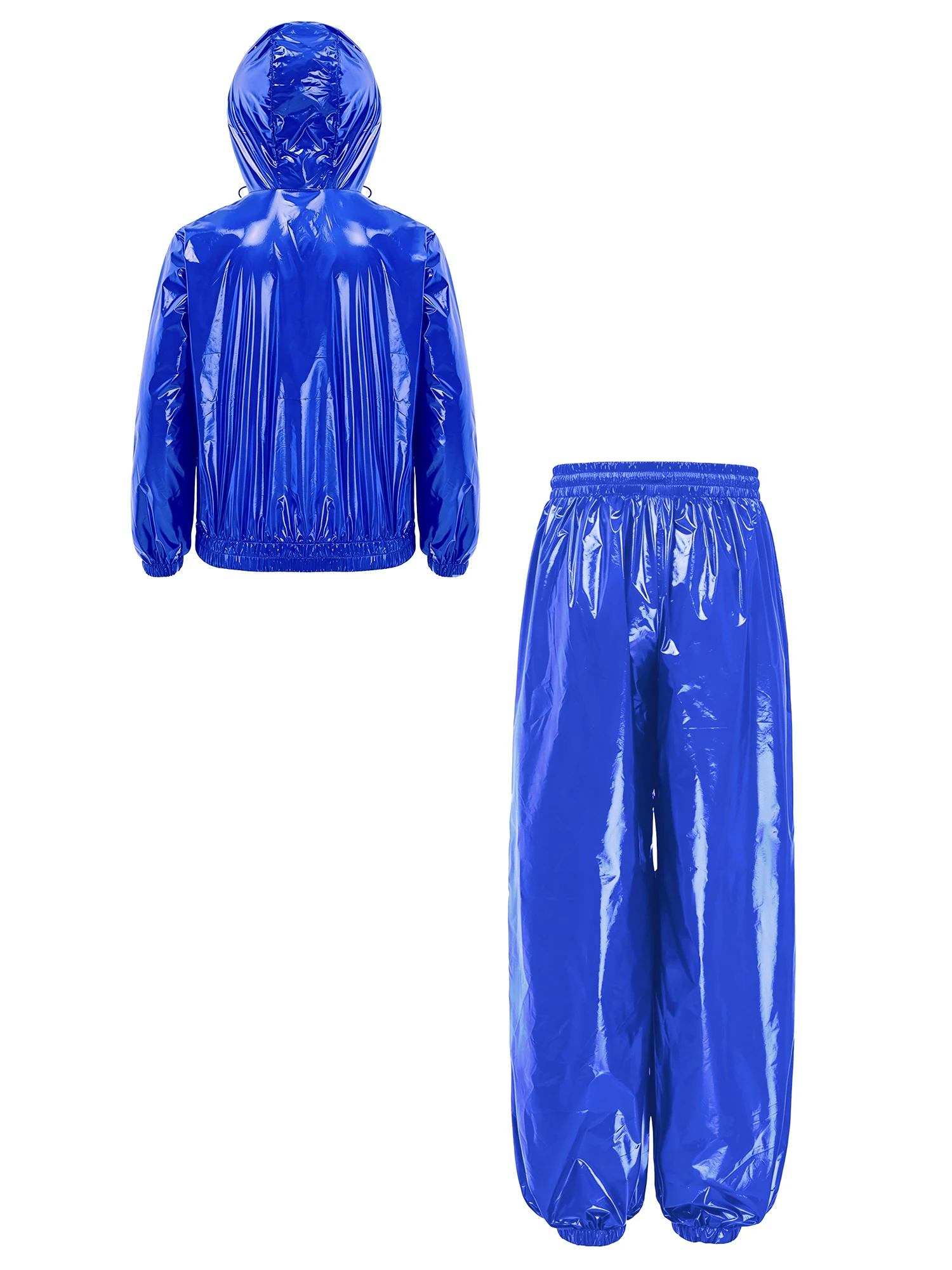 Kids Boys Girls Water Resistant Outfit Long Sleeve Drawstring Hooded Jacket Raincoat Jogger Pants for Hiking Fishing Cycling 5