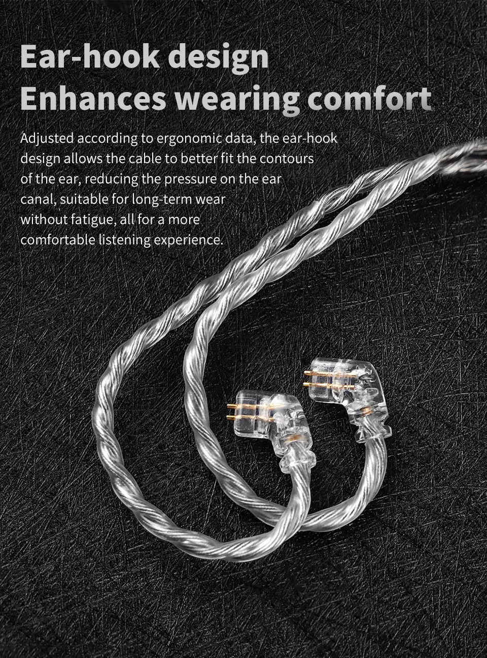 QKZ T7 Headphone upgrade cable 336 core silver plated 3.5mm plug 2PIN
