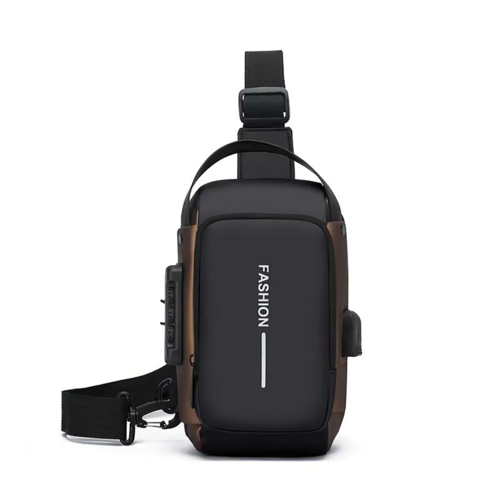 

Waterproof Password Biker Bag with USB Charging Anti-theft Men's Chest Bag Adjustable Strap Multi-storey Shoulder Crossbody Bag