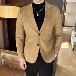 Men High Quality Blazers Stylish Business Suit Jackets Male Slim Fit Fashion Deer Velvet Solid Color Tuxedo Man Casual Clothing