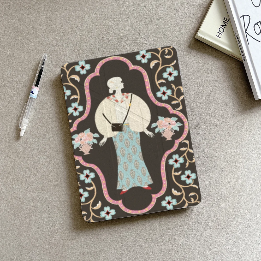 Japanese Floral Girl New Tablet Case For iPad Pro 11 12.9in 13 M4 9.7 10.2 5/6th 7/8/9 10 11th MINI 6 7 Air 5 6 7 Trifold Case