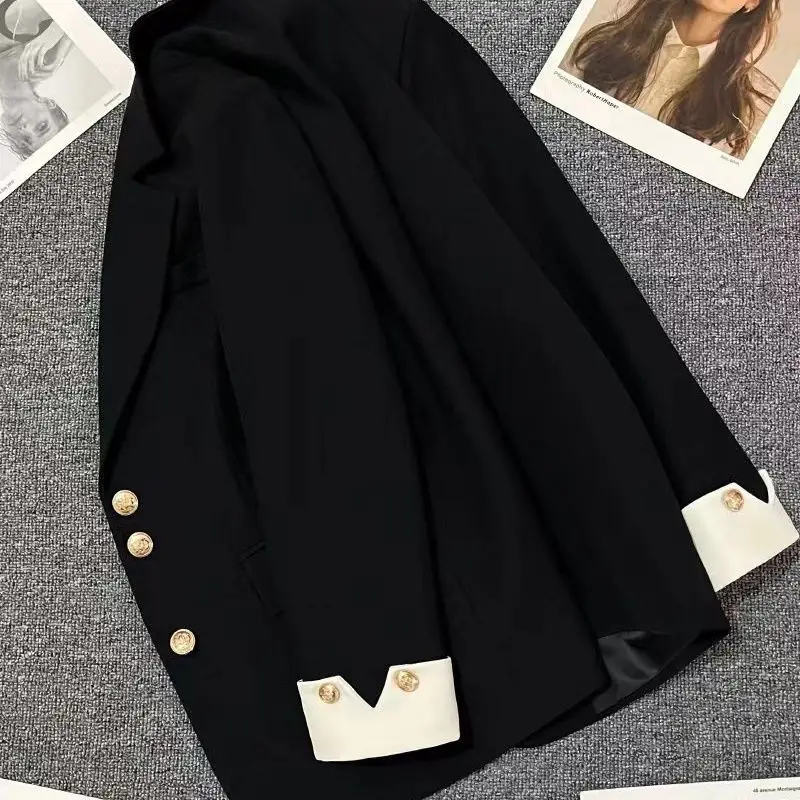 Women\'s Clothing Trendy Solid Color Button Pockets Long Sleeve Cardigan Casual Formal Coats Spring Autumn Turn-down Collar Tops