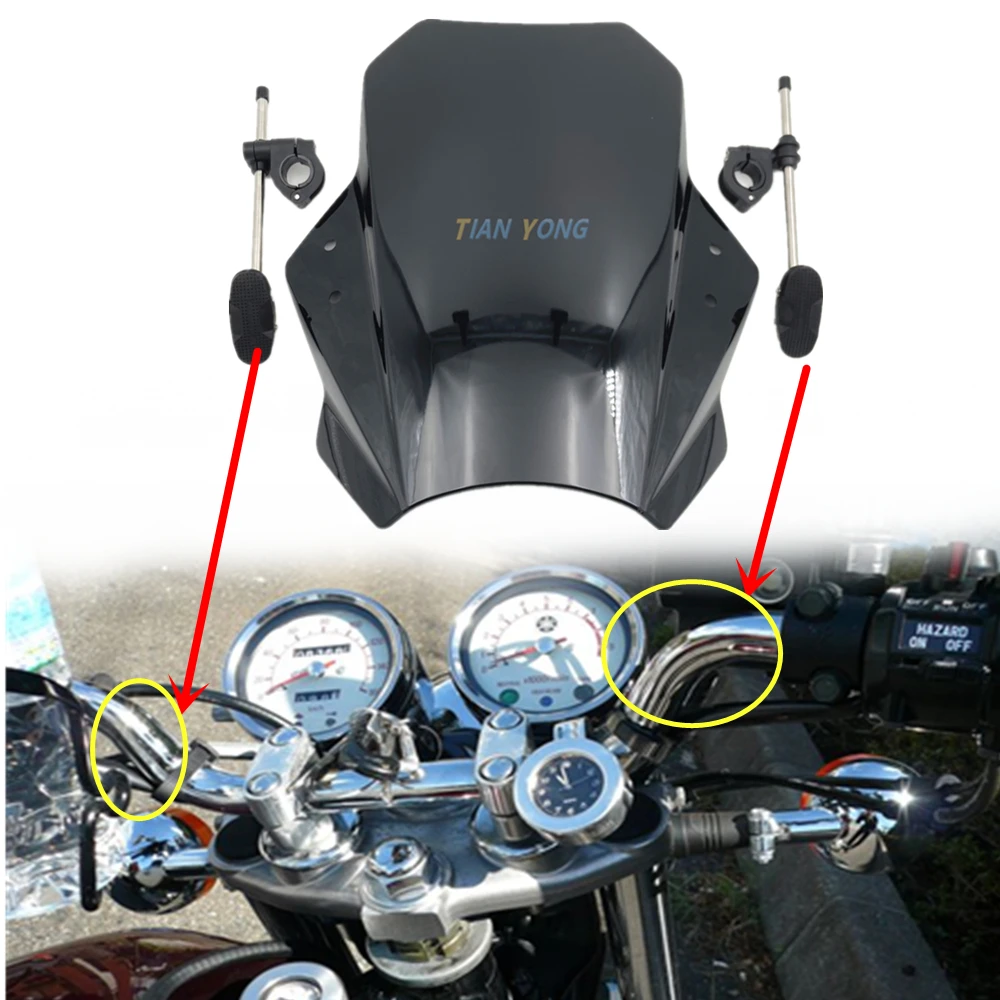 For Yamaha SR400 SR 400 Motorcycle Windscreen Up&Down Adjustable Universal Windshield Spoiler Extension Deflector