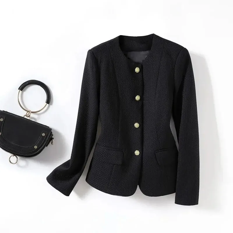 الخريف جولة الرقبة بدلة قصيرة المرأة معطف أزياء عارضة مكتب السيدات السترة الأعمال ملابس العمل الدعاوى سترة معطف ملابس خارجية سيدة