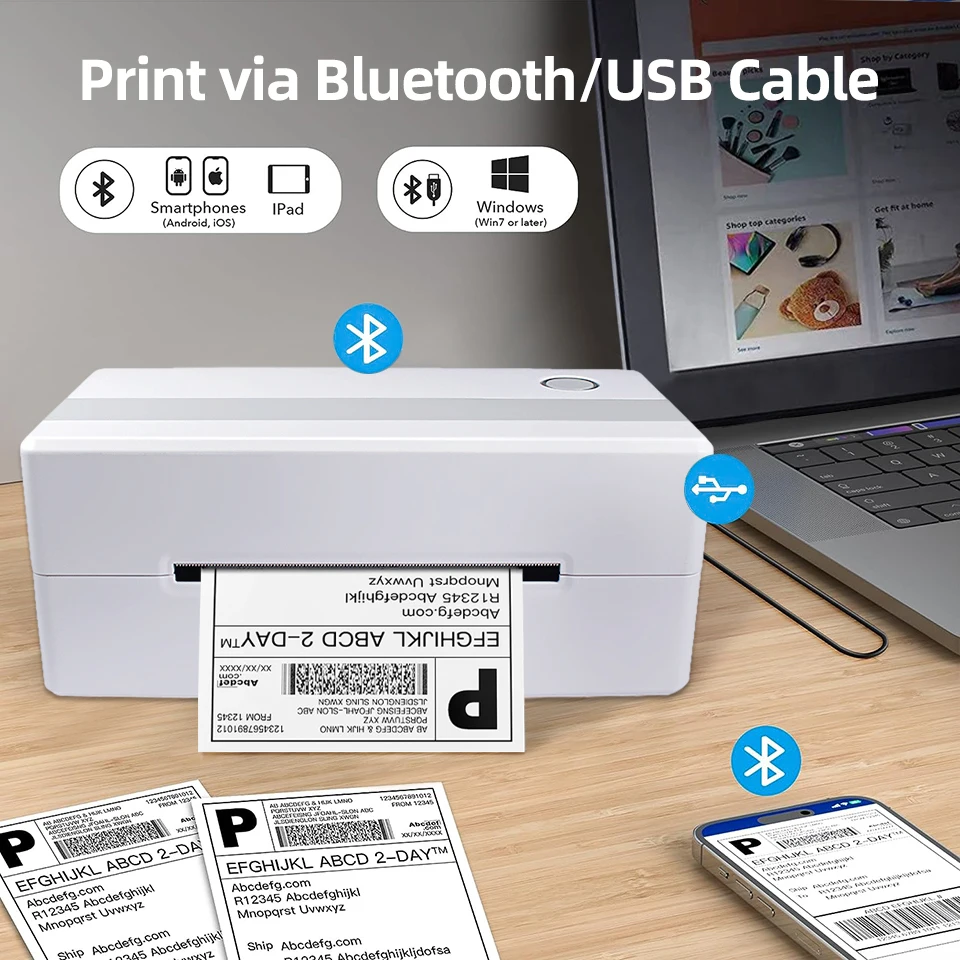Thermal Printer Support Bluetooth Connection Mode Thermal Self-adhesive Suitable for Courier Face Sheet Printing Universal Small
