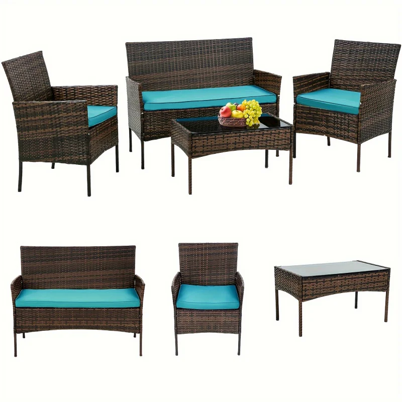 

3-Piece/4-Piece PE Rattan Wicker Patio Conversation Furniture Set with Table and Chairs for Yard, Pool or Backyard Relaxation