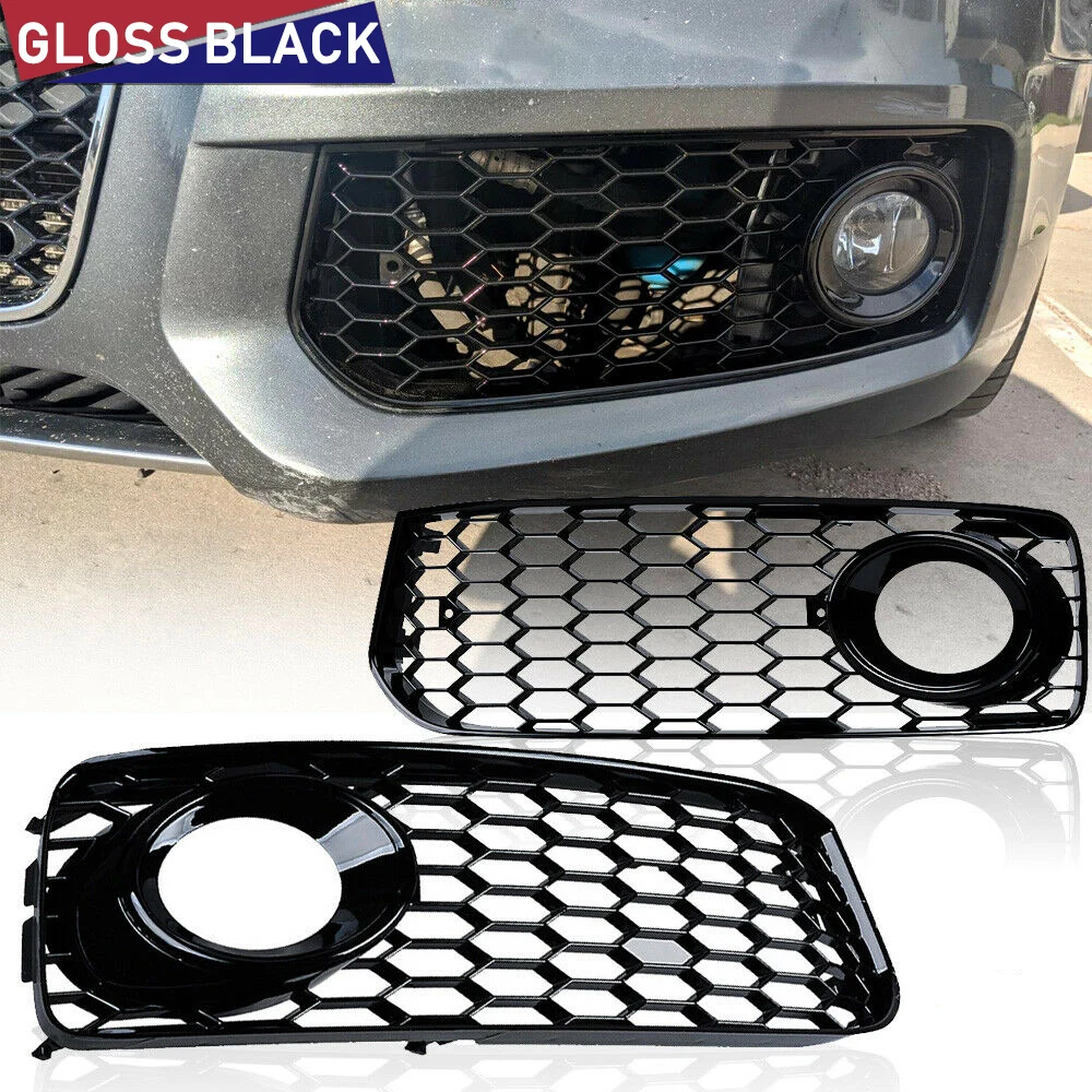 

For Audi A5 S-Line S5 B8 RS5 2008 2009 2010 2011 2012 Honeycomb Mesh Fog Light Grille Cover Bumper Grill Glossly Black