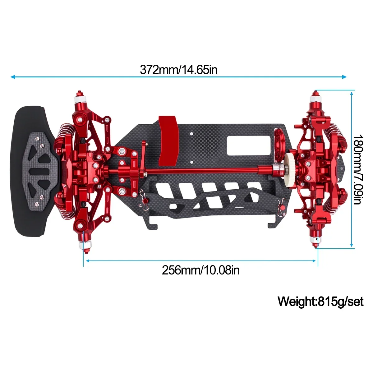 1/10 RC Car Aluminum & Carbon Chassis Set – Belt Drive Frame with Oil Shocks for Tamiya TT02 DIY Upgraded Parts