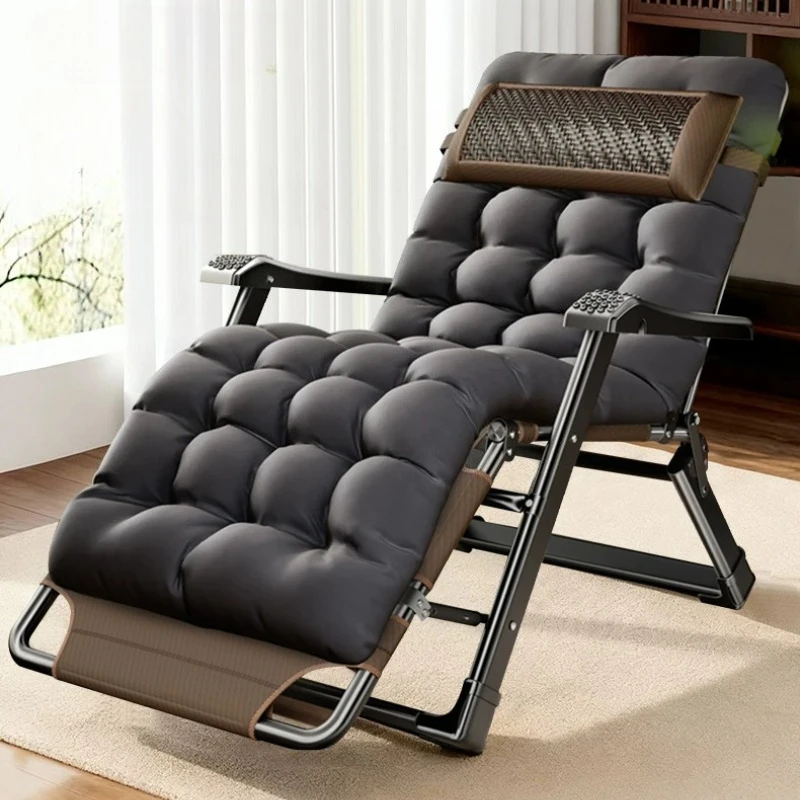 Wide Metal Folding Recliner Lounge Chair Multi Angle Adjustable Breathable Mesh Nap Bed With Armrest Portable Fold Up Chaise