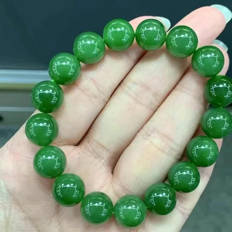 Natural Jadeite Bracelet, Green Color, Fine Texture, No Black Spots