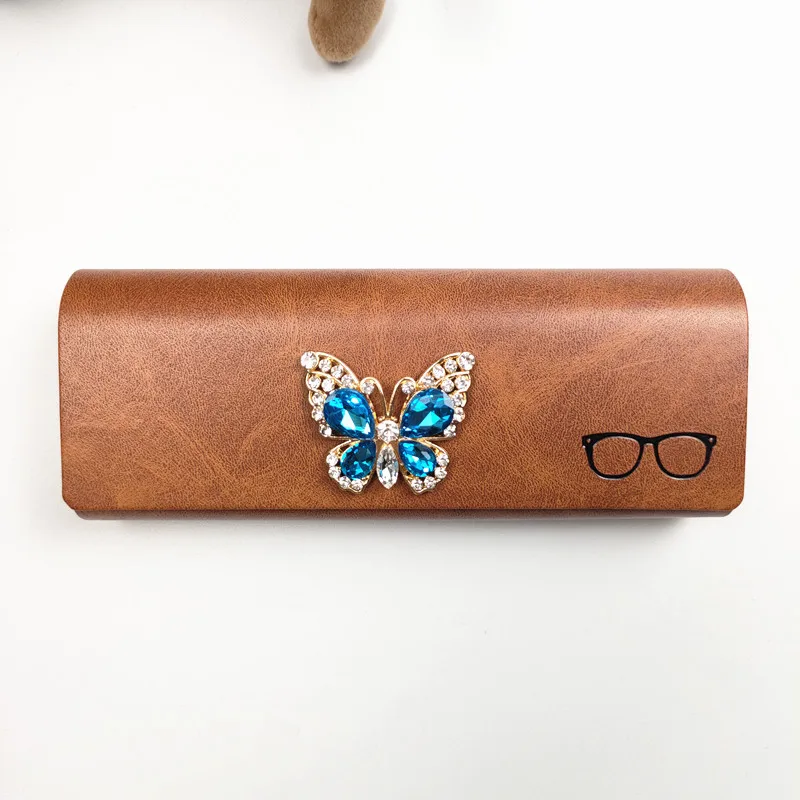 PU Leather Hard Spectacles Box Women's butterfly Pattern Glasses Case Hard Anti Press Sunglasses Box  Eyeglasses Cases B8
