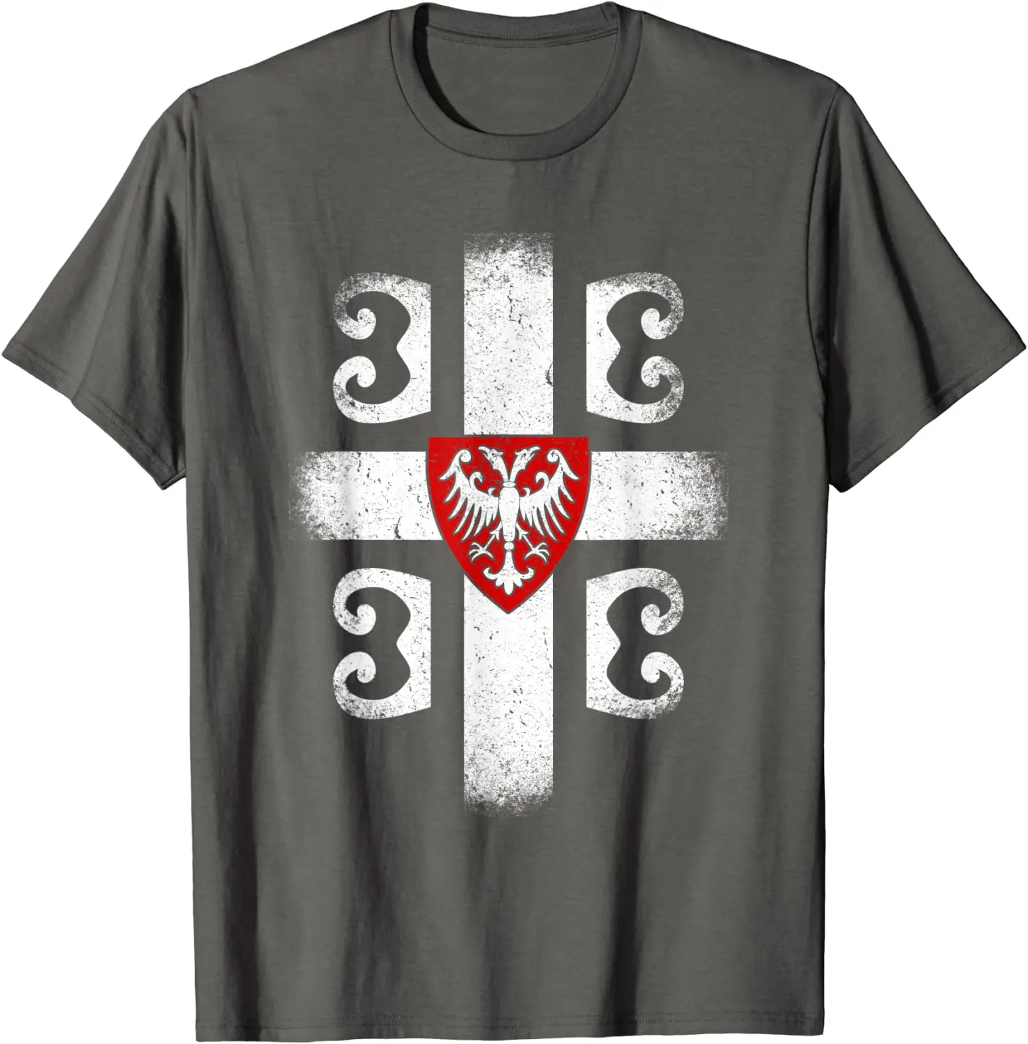 Serbia Coat of Arms Cross Flag Srbija Gift for Serbs T Shirt. High Quality Cotton, Large Sizes, Breathable Top, Casual T-shirt