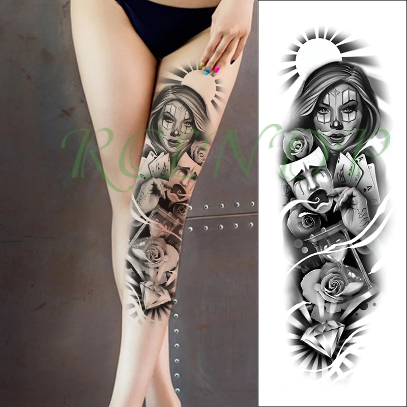 Waterproof Temporary Tattoo Sticker Skull Rose Angel Eyes Wings Sun Full Arm Sleeve Fake Tatto Flash Tatoo For Women Men Girl