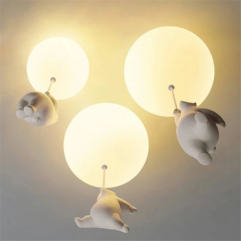 Imagem -03 - Urso Moderno Luzes de Teto Led dos Desenhos Animados Pingente Lâmpadas para Casa Quarto dos Miúdos Sala Estar Decoração Suspensão Luminária